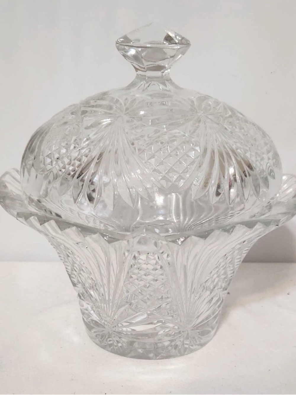 Vintage Crystal Candy Dish with Lid